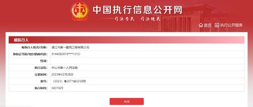 湛江市第一建筑工程新增被執行人信息引關注，舜元工程信息協同平臺凸顯行業風險預警功能